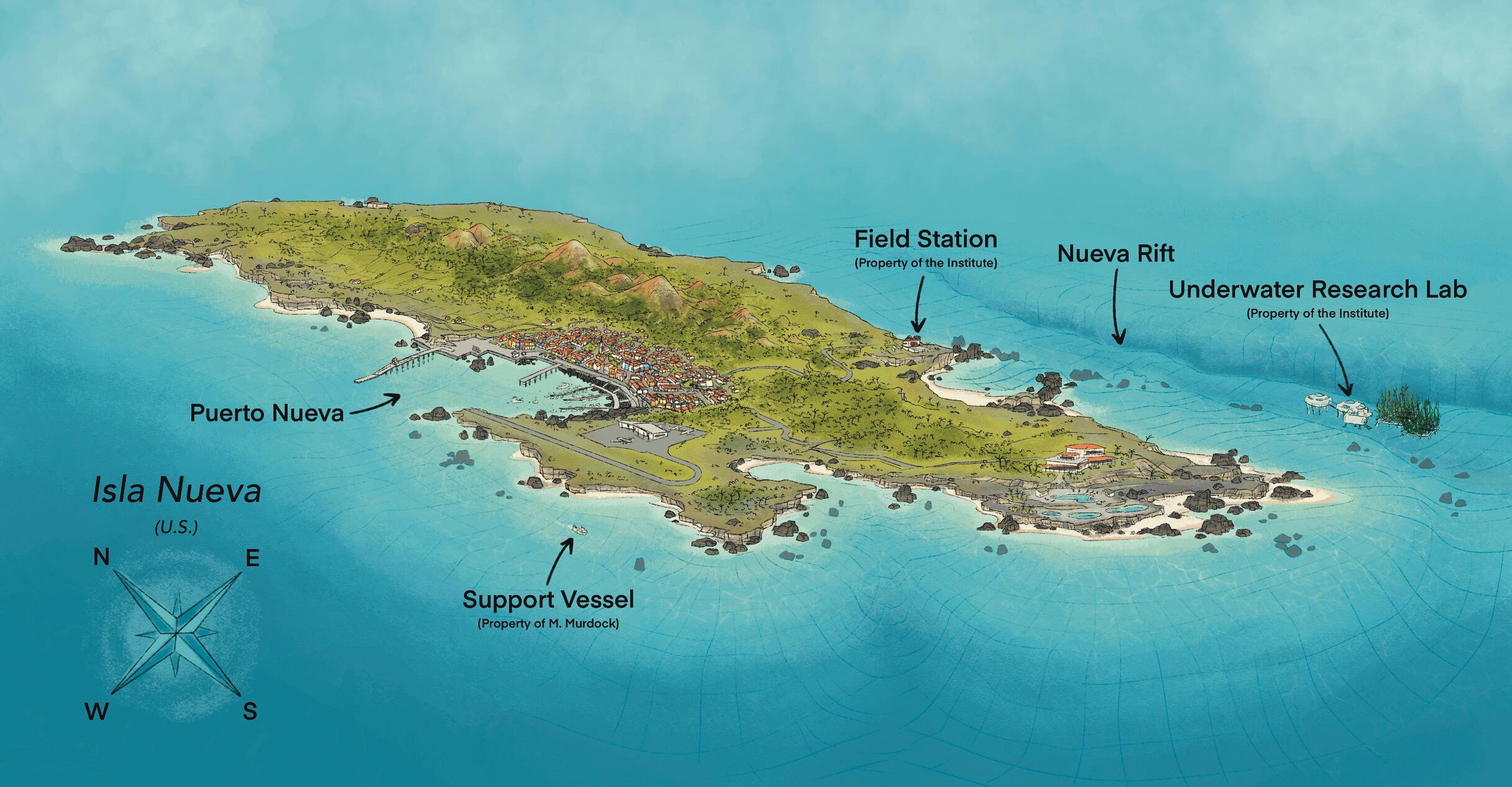 Map of Isla Nueva, 2024, digital